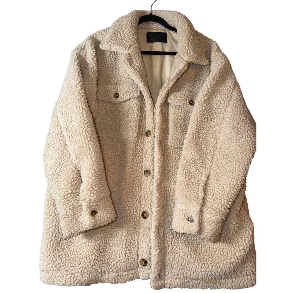Oak + FORT Oversized Sherpa Coat, Off White, Men's XS